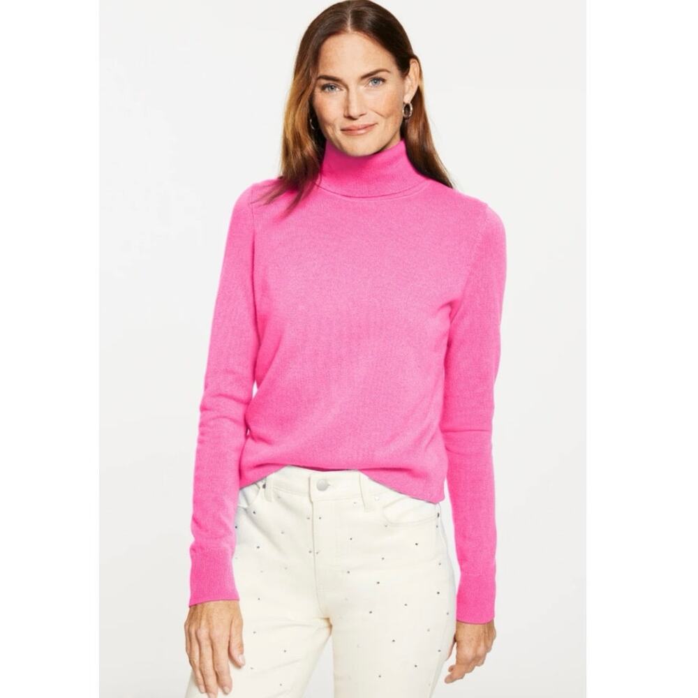 New Pursuits Ltd 100% Cashmere Turtleneck Sweater Aspen Pink L Luxury Minimalist